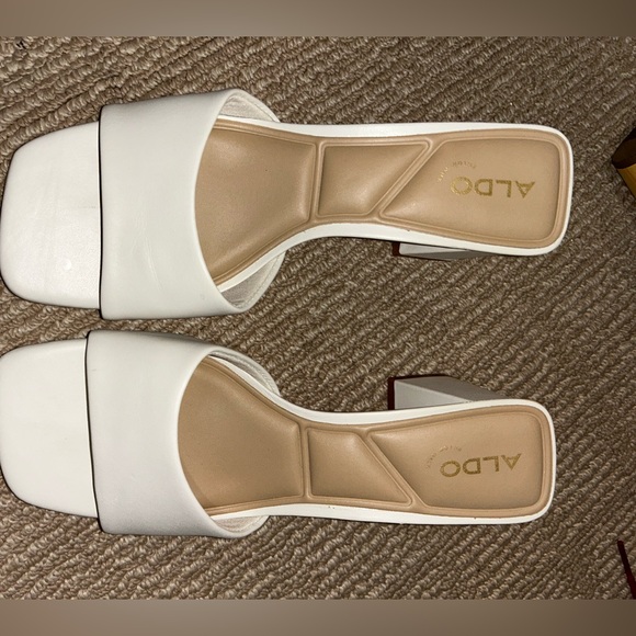 Aldo Shoes - Aldo White Square Toe Block Heel Mules